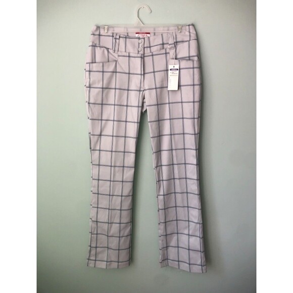 Antigua Pants - NWT ANTIGUA Desert Dry Womens plaid golf trousers gray